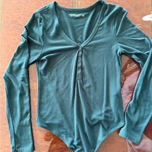 Abercrombie & Fitch Teal Button-Front Bodysuit